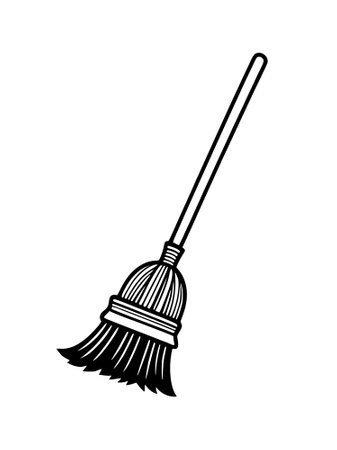 broom icon in black style on white background illustrationの写真素材