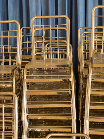 empty metal chair in the roomの写真素材