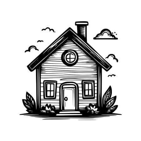 sketch of house, hand drawn illustration.の写真素材