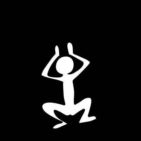 silhouette of man doing yoga pose, illustrationの写真素材