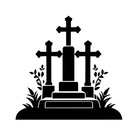 tombstone with a cross. illustration.の写真素材