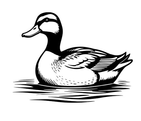 duck on the white background, illustrationの写真素材
