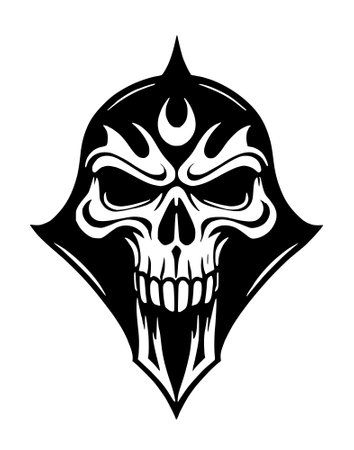 illustration of skull with black tattoo designの写真素材