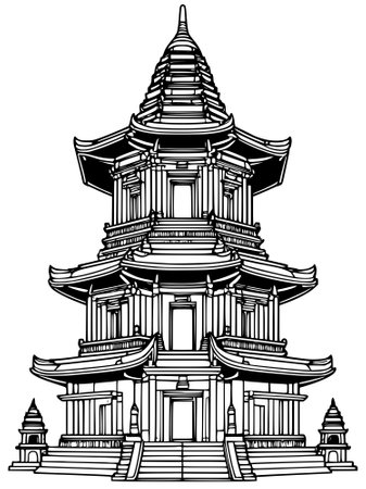 temple of pagoda illustrationの写真素材