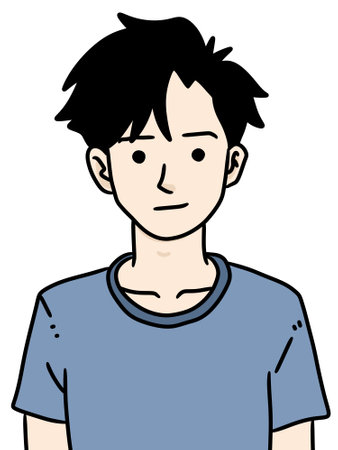 cute boy cartoon on white backgroundの写真素材