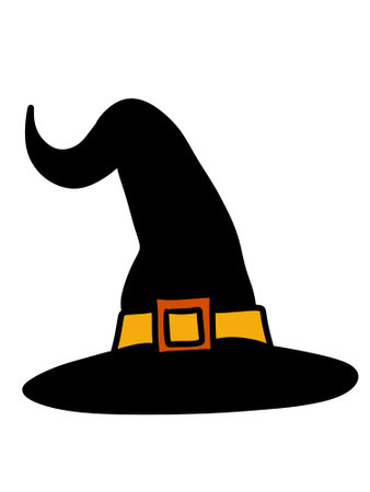witch hat and pumpkin icon. isolated silhouetteの写真素材