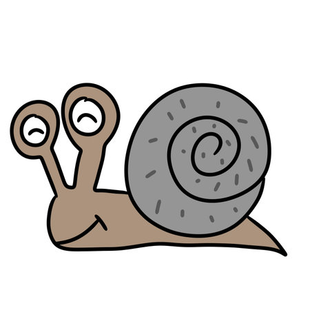 cartoon snail, illustration, on white backgroundの写真素材