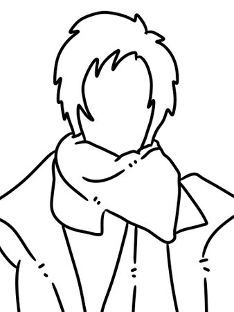 black and white cartoon cute man coloring pageの写真素材