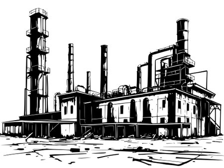 industrial factory on white backgroundの写真素材