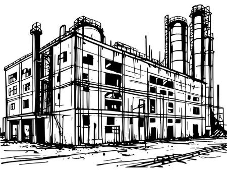 industrial factory on white backgroundの写真素材