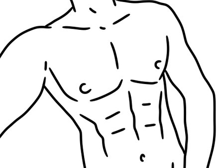 man with chest showing musclesの写真素材