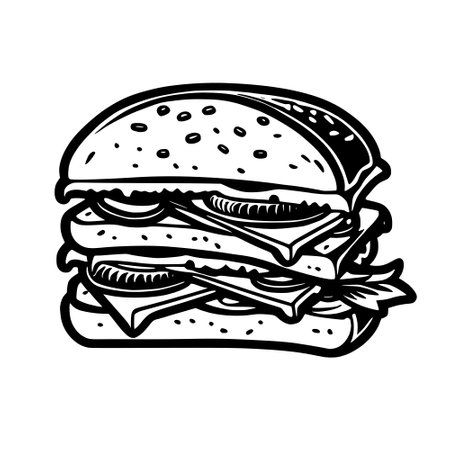 hand drawn burger. illustration.の写真素材