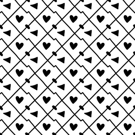 black and white heart seamless patternの写真素材