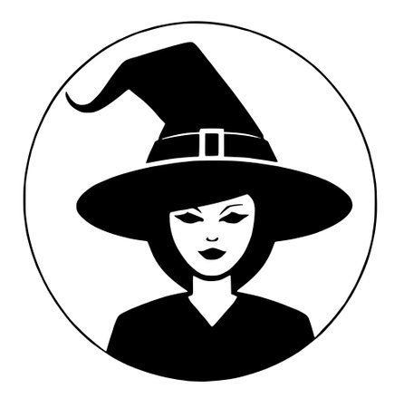 halloween woman with witch hatの写真素材