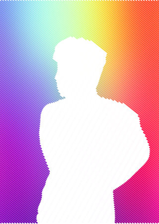 illustration of a man in a rainbow backgroundの写真素材