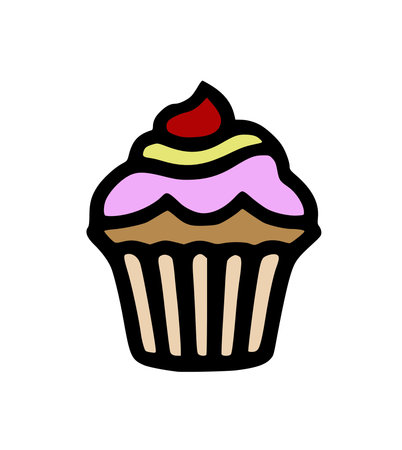 cupcake sweet dessert bakery illustrationの写真素材