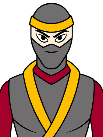 ninja man cartoon on white backgroundの写真素材
