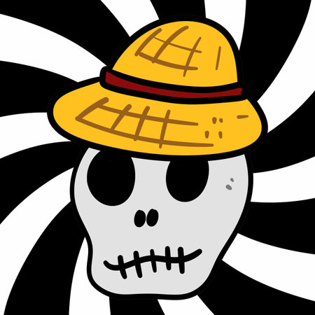 skull and hat with striped illustrationの写真素材