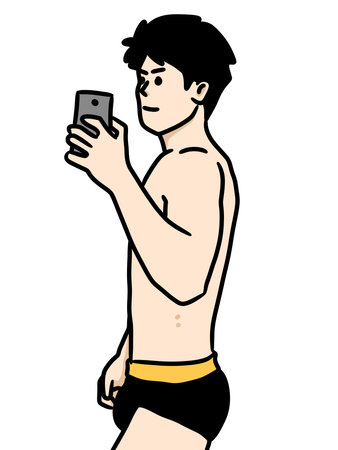 illustration of cartoon man on whiteの写真素材