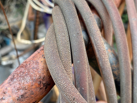 old rusty iron with old tubeの写真素材