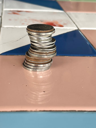 coins on the background, close up