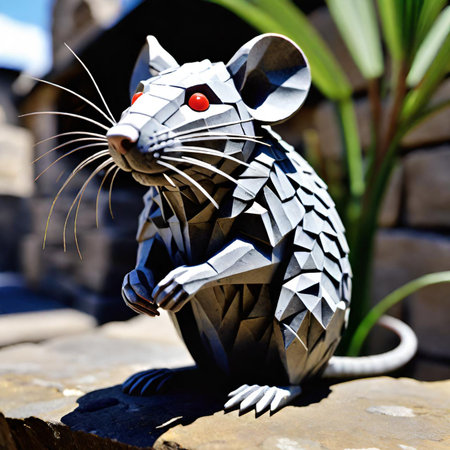 the gray stone rat toy on the street. high quality photo.の素材