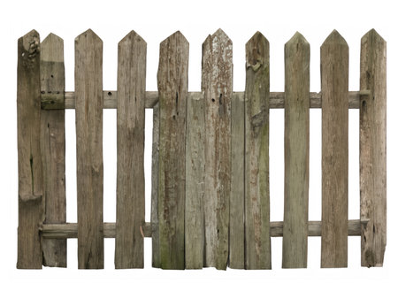 wooden fence isolated on white backgroundの素材