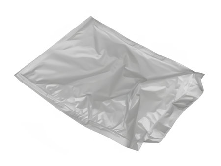 crumpled paper bag isolated on white backgroundの素材
