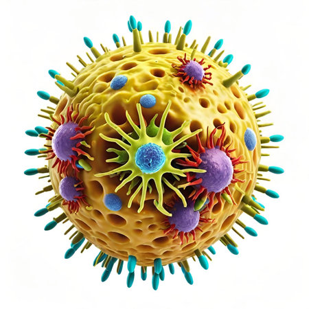 3d rendering of virus with virus cellsの素材