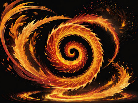 fire flame with a spiral, illustrationの素材