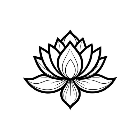 lotus flower icon in black style. illustration on white backgroundの写真素材