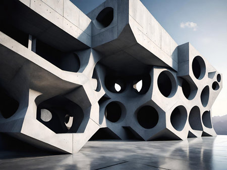 modern concrete building abstract background. 3d renderingの素材