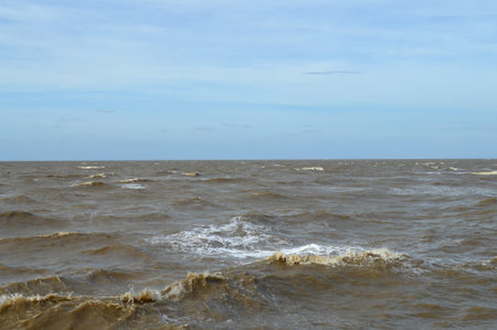 sea waves on the beachの写真素材