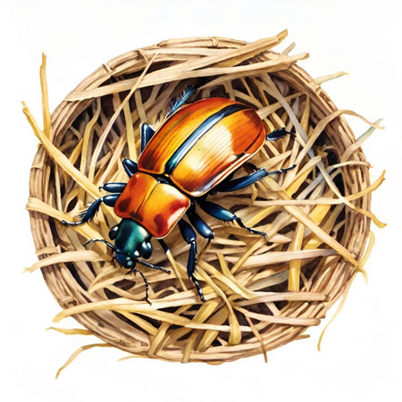 watercolor painting of a beetle on a white backgroundの素材