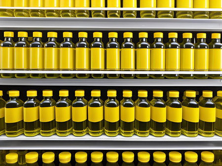 bottles of olive oil in the storeの素材