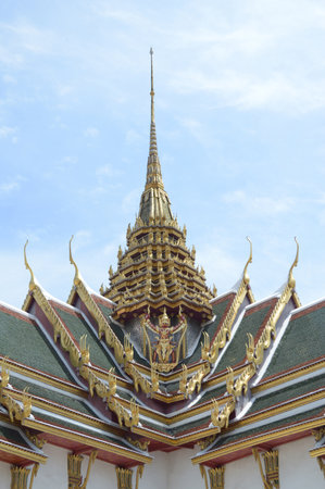 the golden pagoda of wat pho temple in bangkok thailand.