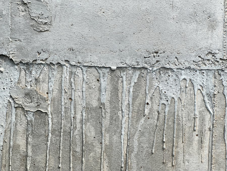 old gray painted wall with peeling plaster textureの写真素材