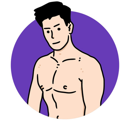 man with shirtless torso, illustrationの写真素材