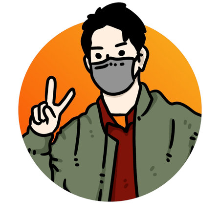 illustration of a man with a mask and a scarf.