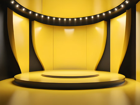3d rendering of a yellow light with a black backgroundの素材