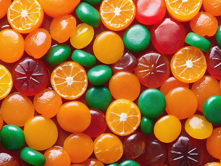 colorful candies in the bowl. top viewの素材