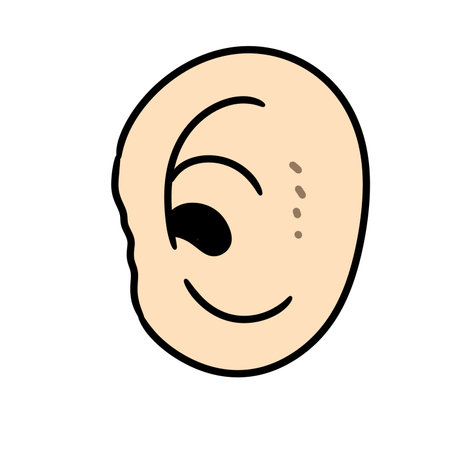 doodle ear cartoon on white illustrationの写真素材