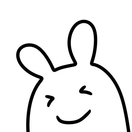 cute rabbit icon, outline styleの写真素材