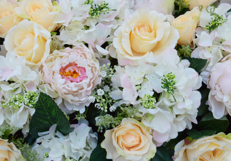 beautiful roses in the wedding bouquetの写真素材
