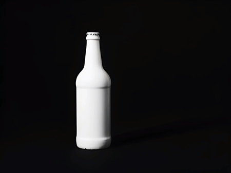 white bottle of beer on the black backgroundの素材