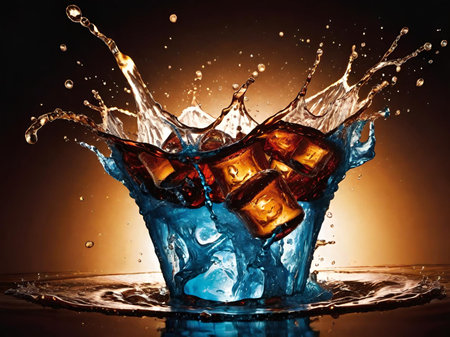 splash of ice in a glassの素材