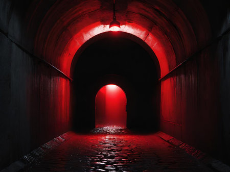 red brick wall with light.の素材