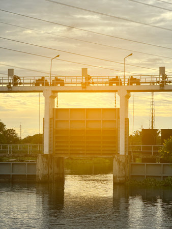 dam in sunset at Thailand