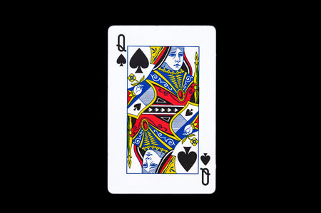 Playing Card Queen of Diamonds Isolated on Black Background. Poker. NATIONAL CARD PLAYING DAY