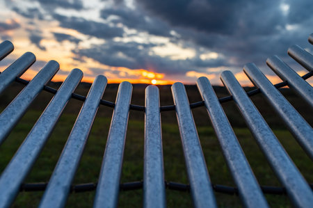 Playing Outdoor Xylophone During Sunset.の写真素材